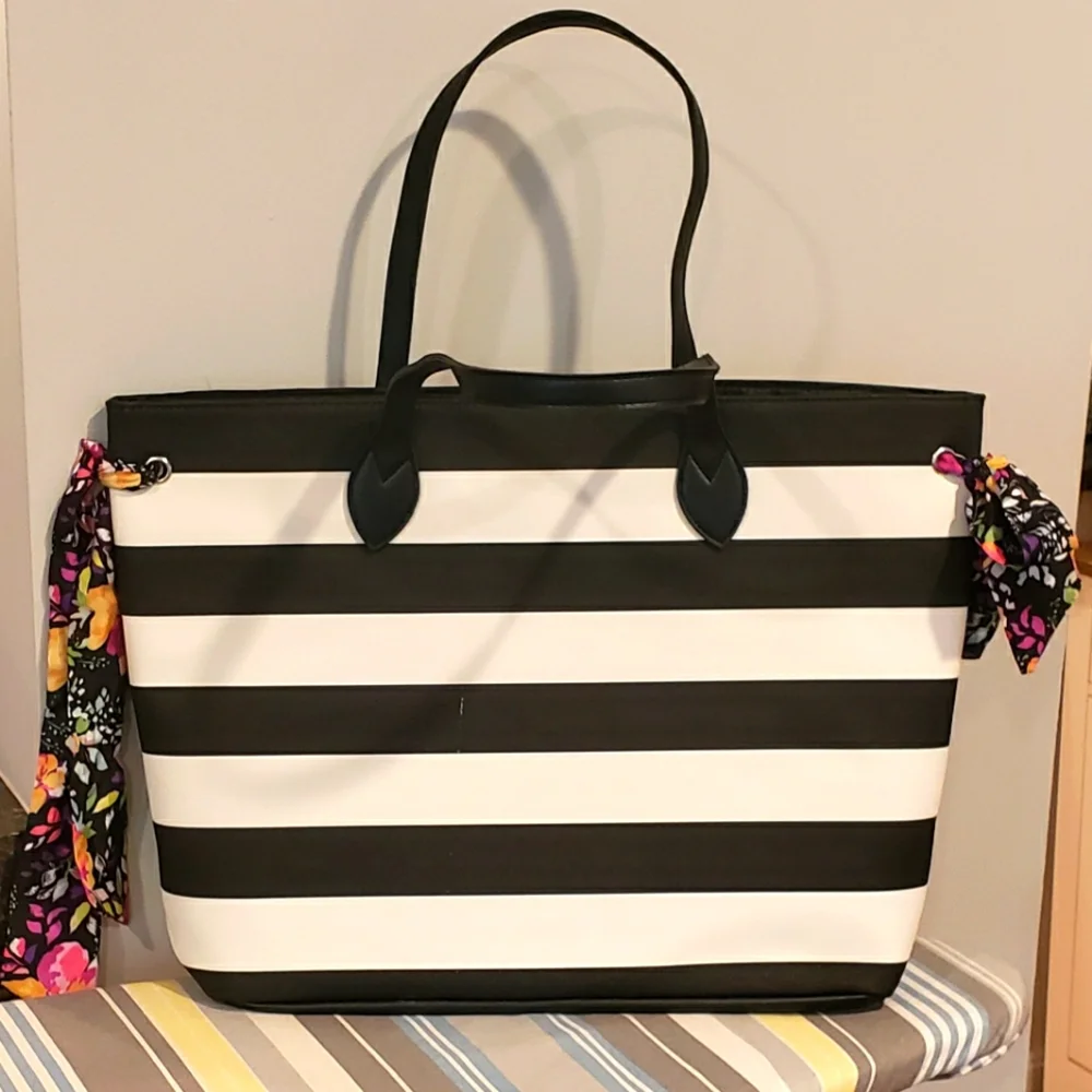 NWT Tote with stripes - Picture 1 of 6